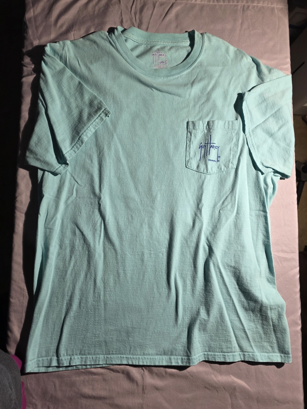 Guy Harvey Short Sleeve Pocket Tee in Light Aqua